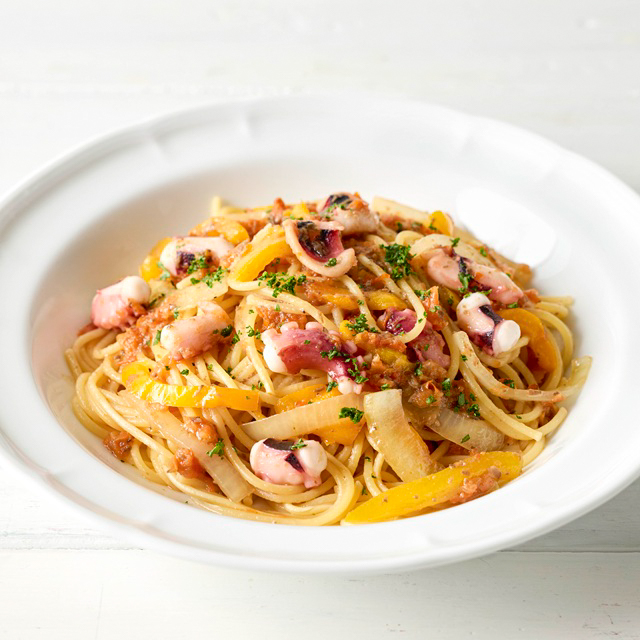 タコのオリーブソースパスタ